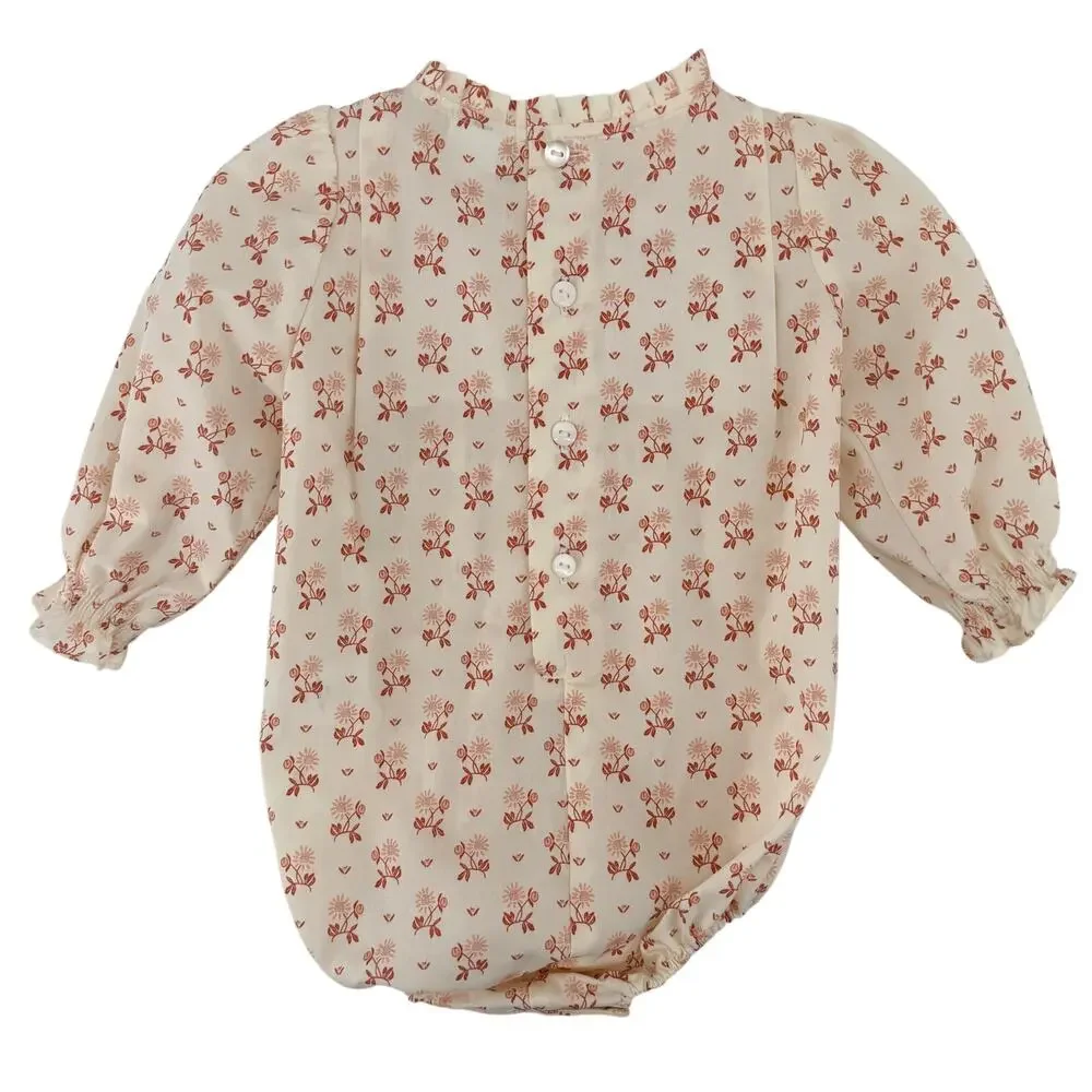 Edgehill Collection Kristin Ellen Hockman Smocked Floral Bubble Romper Sz 12M